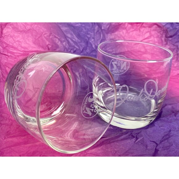 Jack Daniel’s Etched Old No 7 Brand Rock Glass Heavy Weighted Bottom set of 2 - Picture 2 of 7